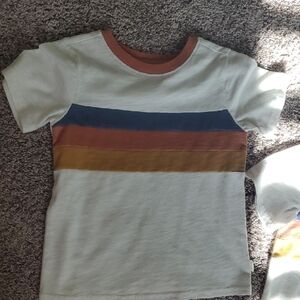 Kids' Striped T-Shirt - White, Blue, and Brown